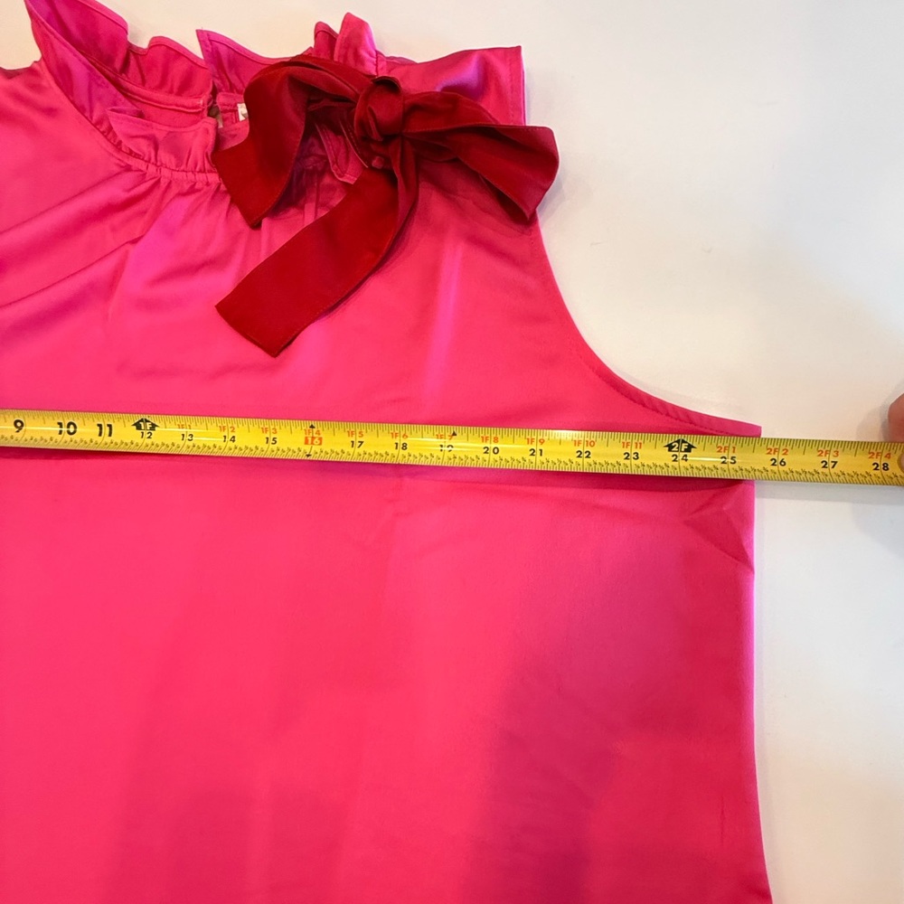 J. Crew Sleeveless Bow-Neck Silk Shell — Fuchsia Pink - Picture 4 of 9